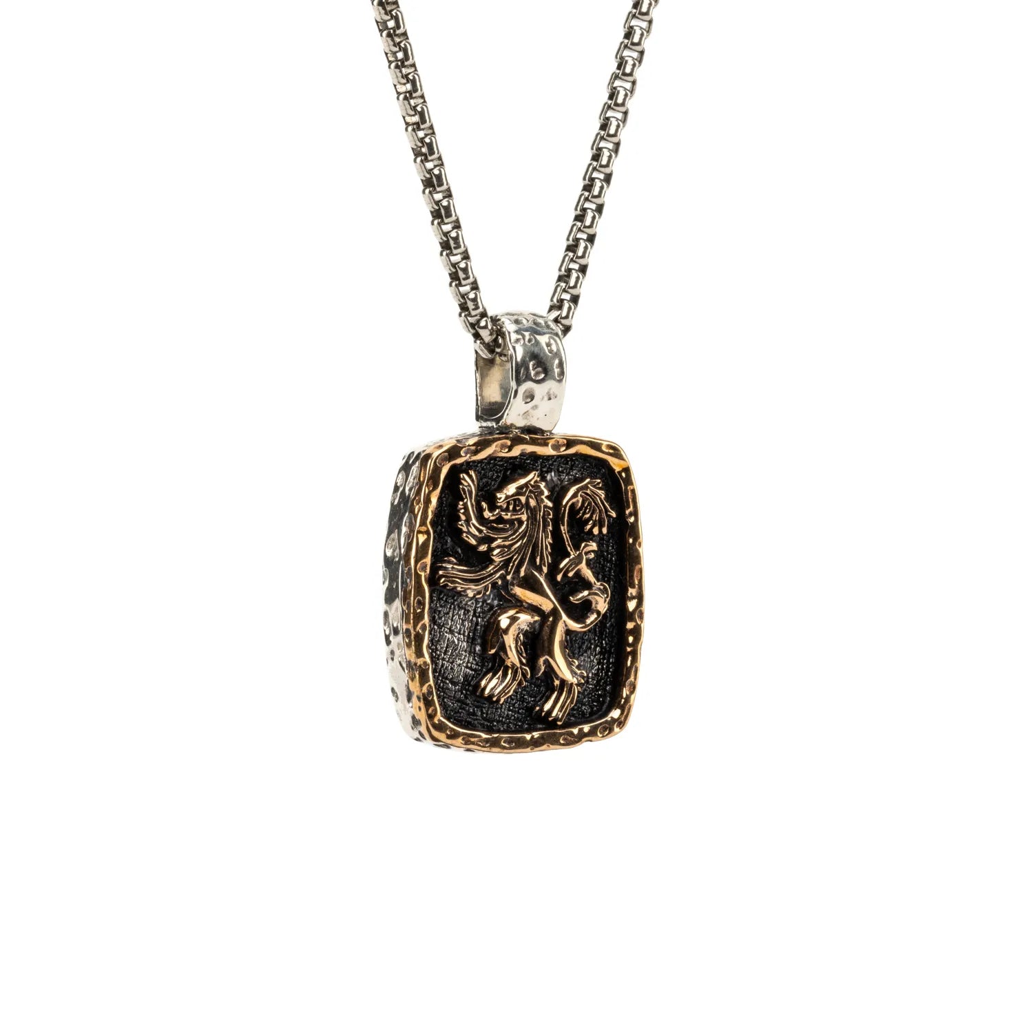 Keith Jack Sterling Silver Oxidized + Bronze Medium Lion Rampant Pendant (Defence with Fury)