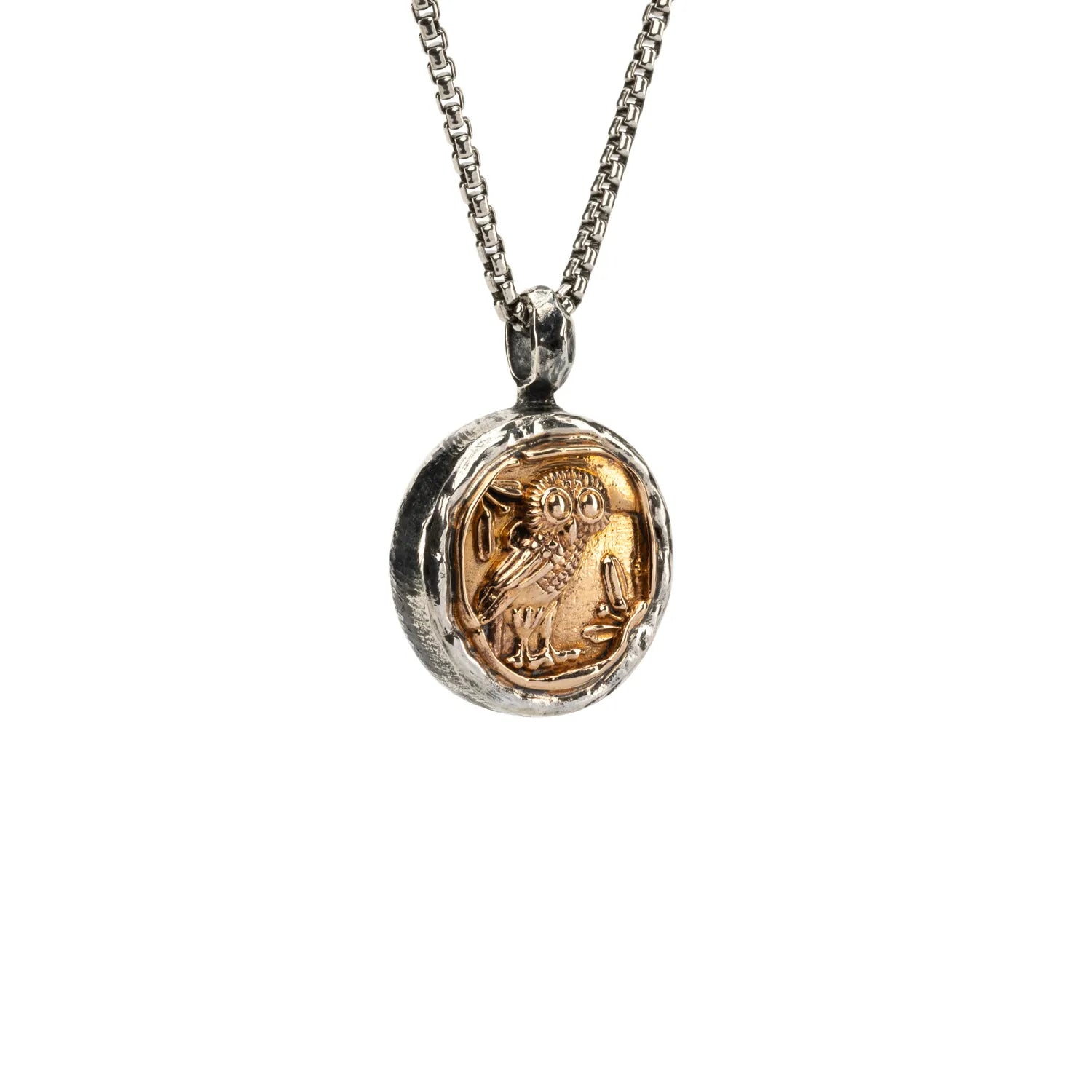 Keith Jack Sterling Silver Oxidized + Bronze Reversible Coin Pendant (Wisdom of the Warrior)