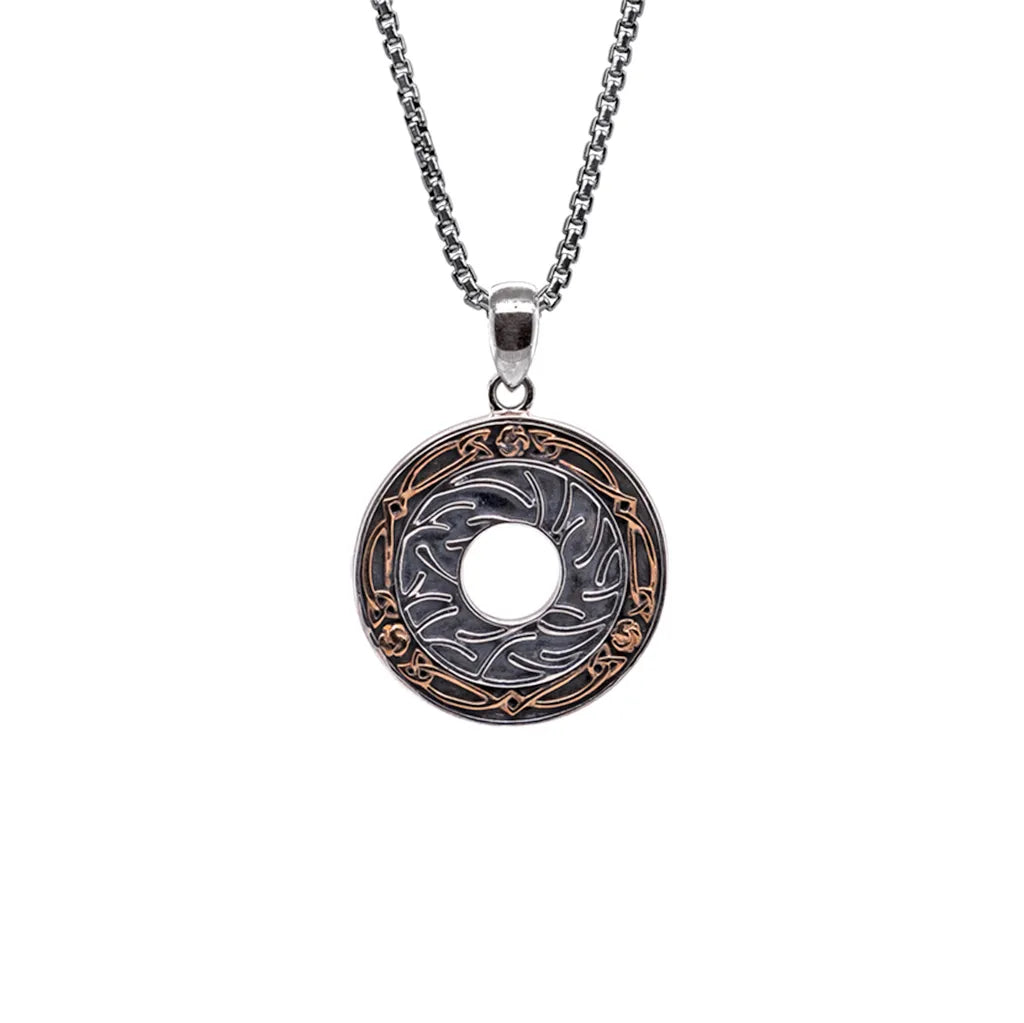 Keith Jack Sterling Silver Oxidized + Bronze Round Cernunnos (God of the Wild) Pendant