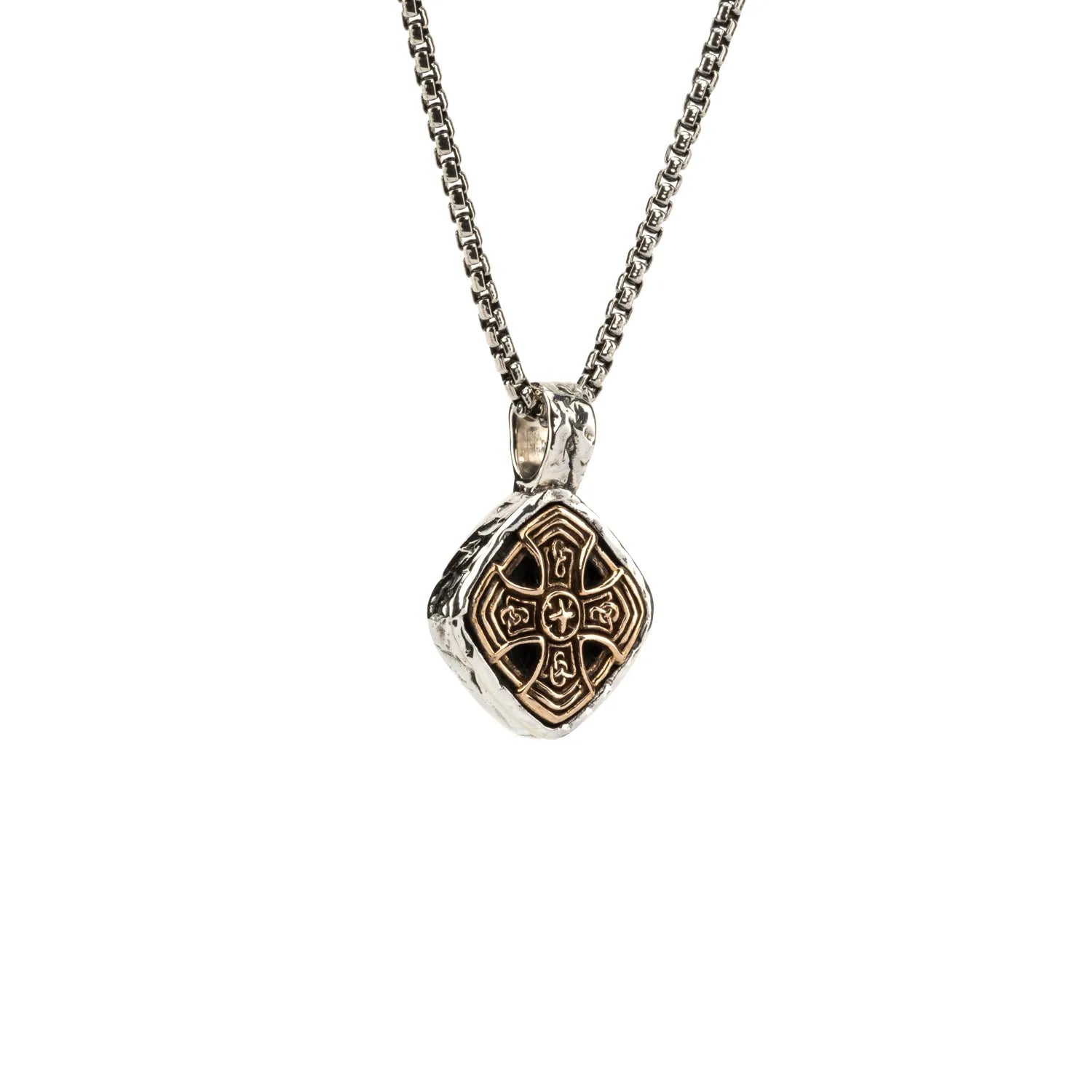 Keith Jack Sterling Silver Oxidized + Bronze Small Celtic Cross Cushion Pendant