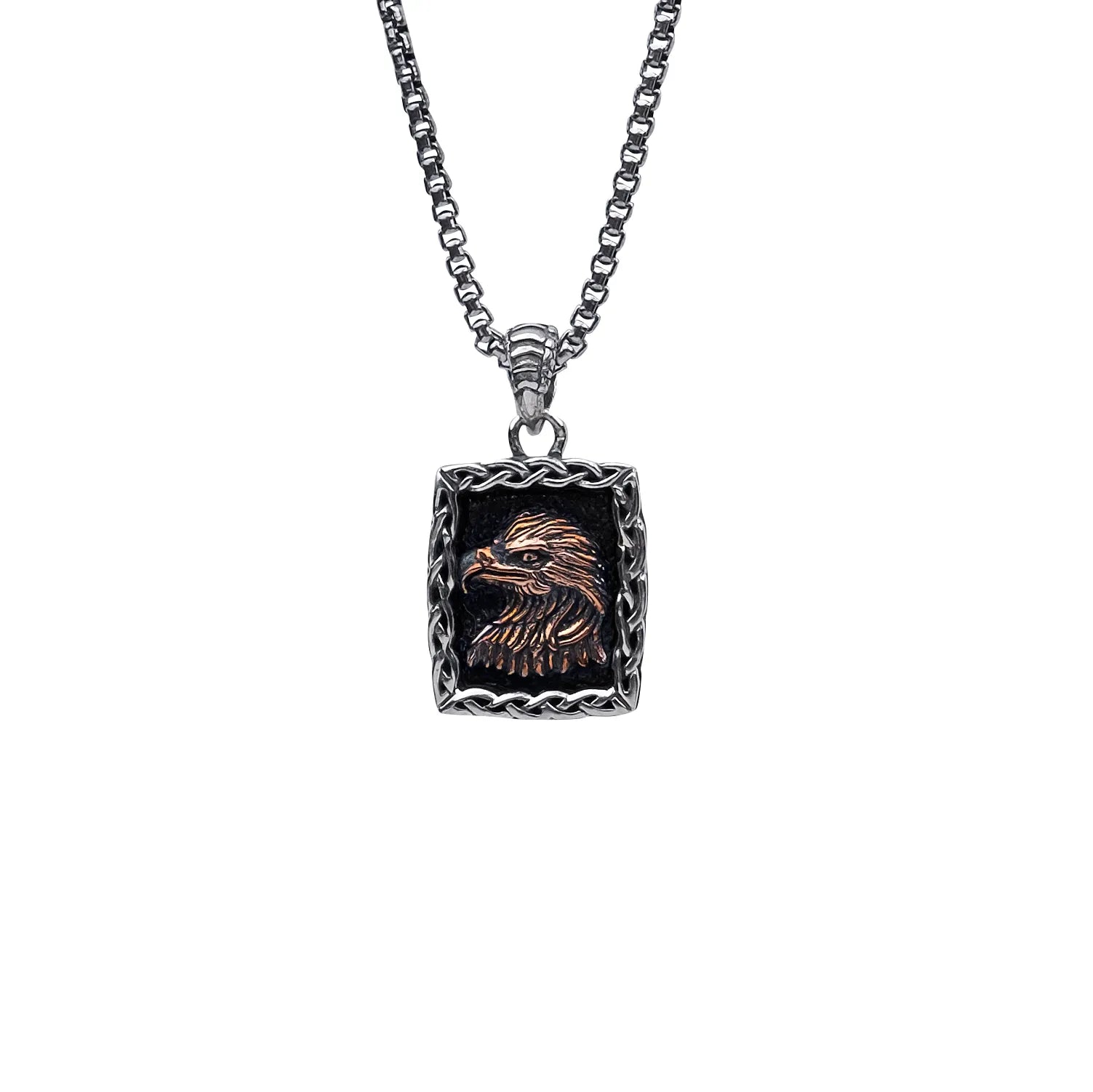 Keith Jack Sterling Silver Oxidized + Bronze Small Eagle Pendant (Power and Independence)