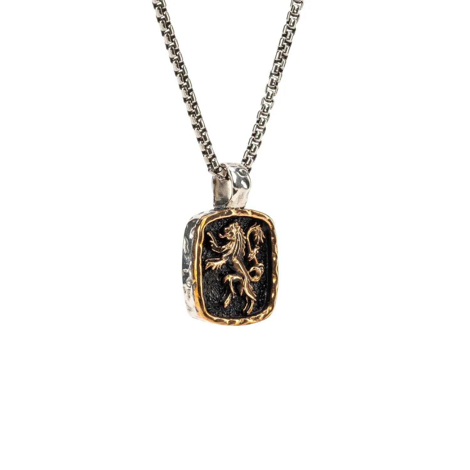 Keith Jack Sterling Silver Oxidized + Bronze Small Lion Rampant Pendant (Defence with Fury)