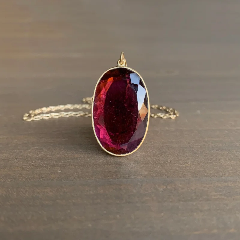 Large Burgundy Tourmaline Oval Pendant