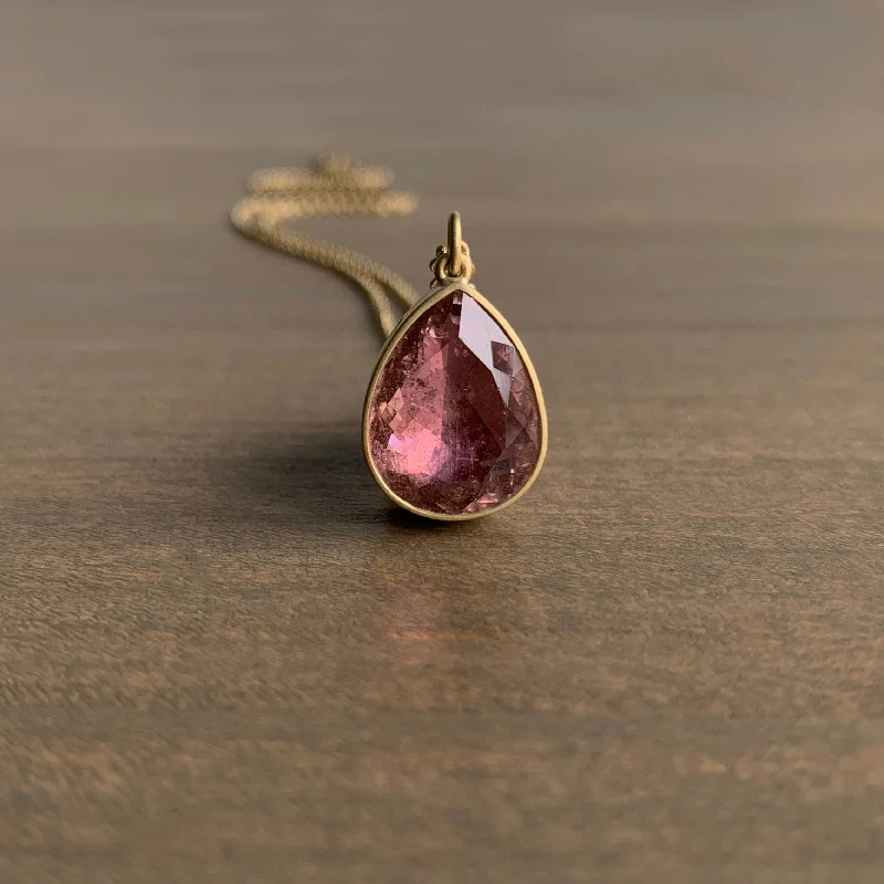 Rosy Tourmaline Teardrop Pendant