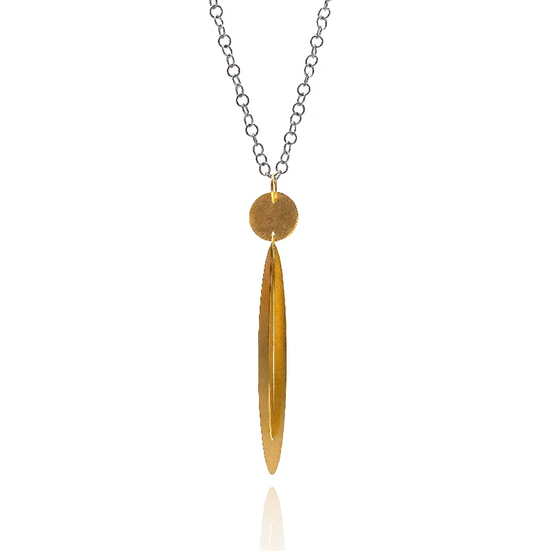 Long Gold Geometric Pendant Necklace