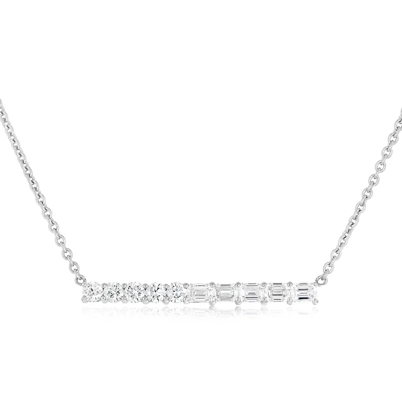 Mixed Shape Diamond Bar Necklace