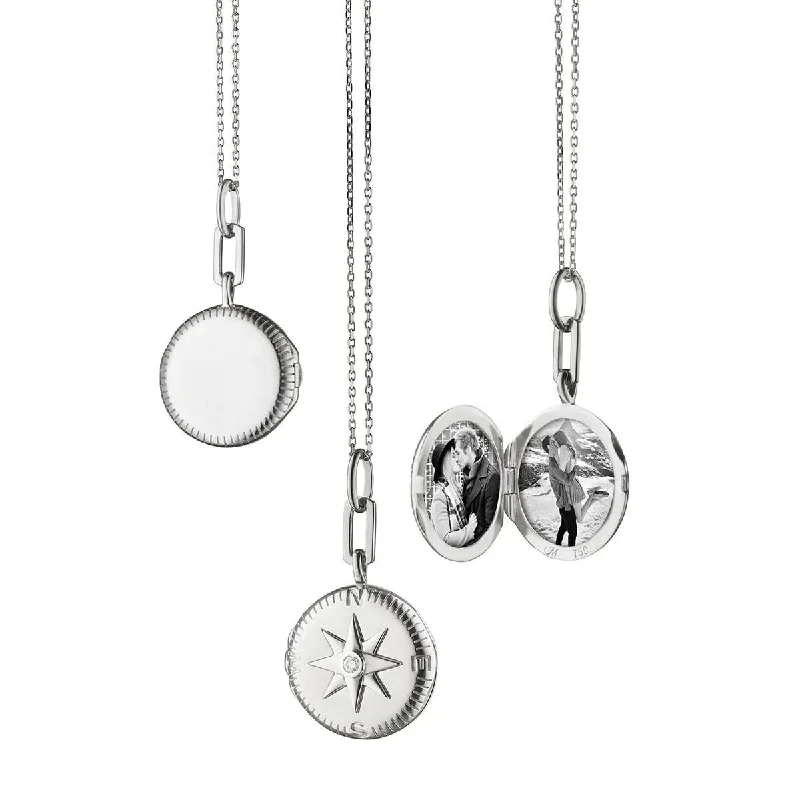 MONICA RICH KOSANN Round Compass Locket Necklace