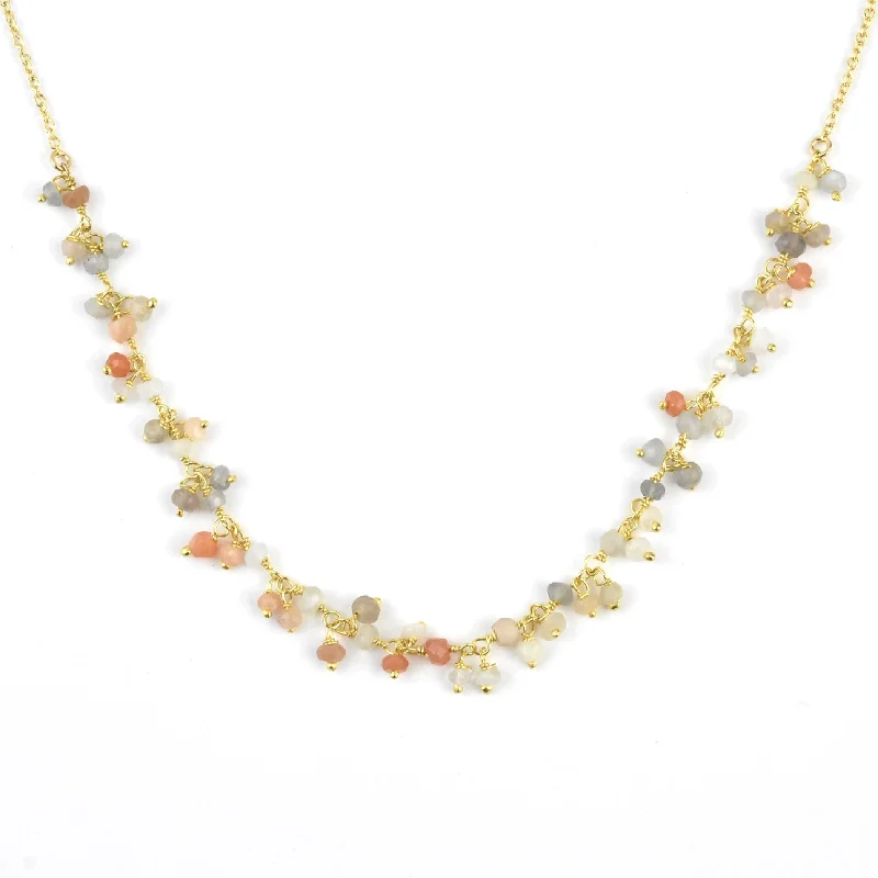 Peach Moonstone Dangle Necklace