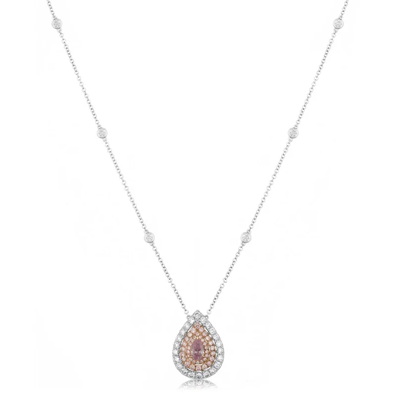 Pink & White Diamond Pendant Necklace