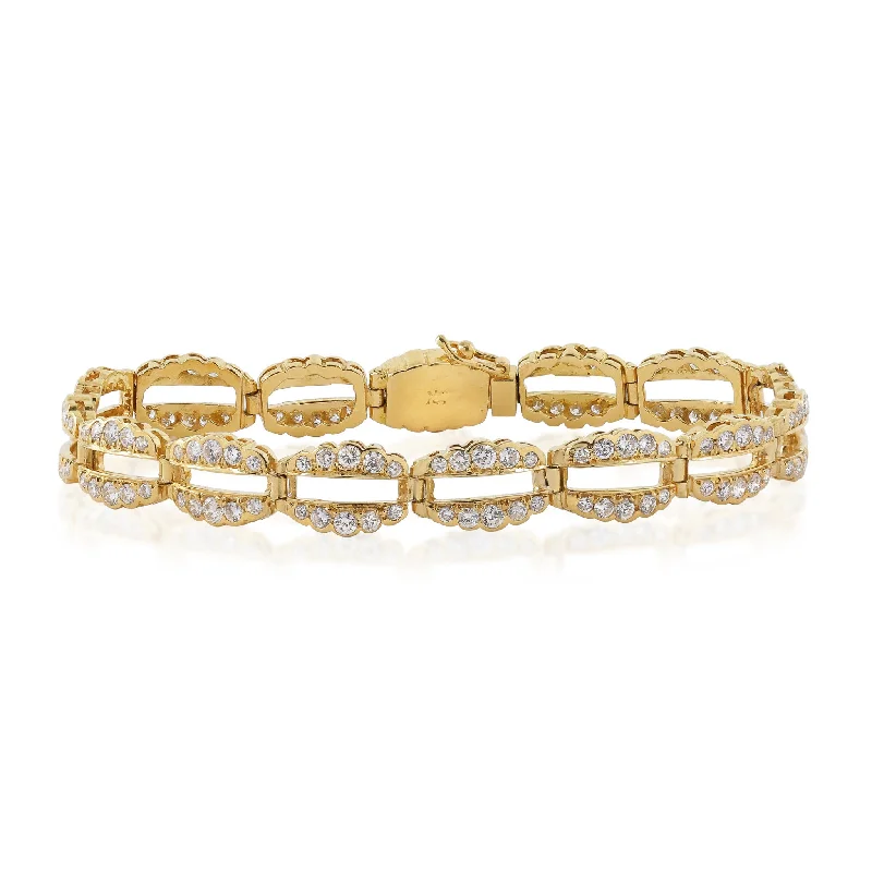 Post-1980s 18KT Yellow Gold Diamond Bracelet