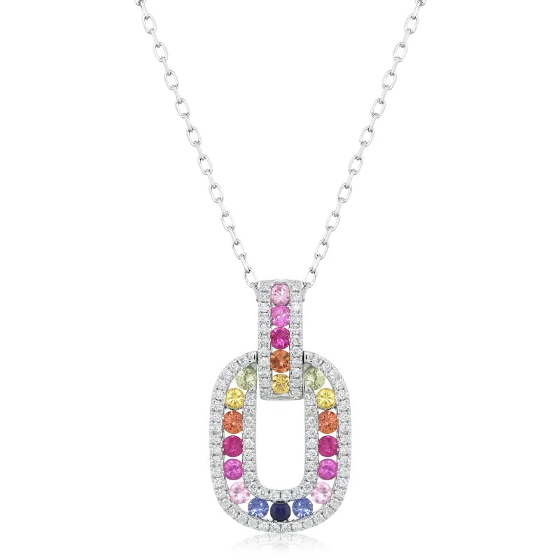 Rainbow Sapphire & Diamond Pendant