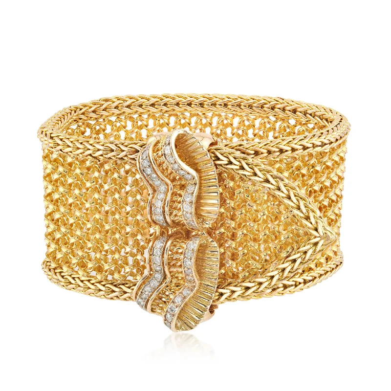 Retro 18KT Yellow Gold Diamond Belt Bracelet