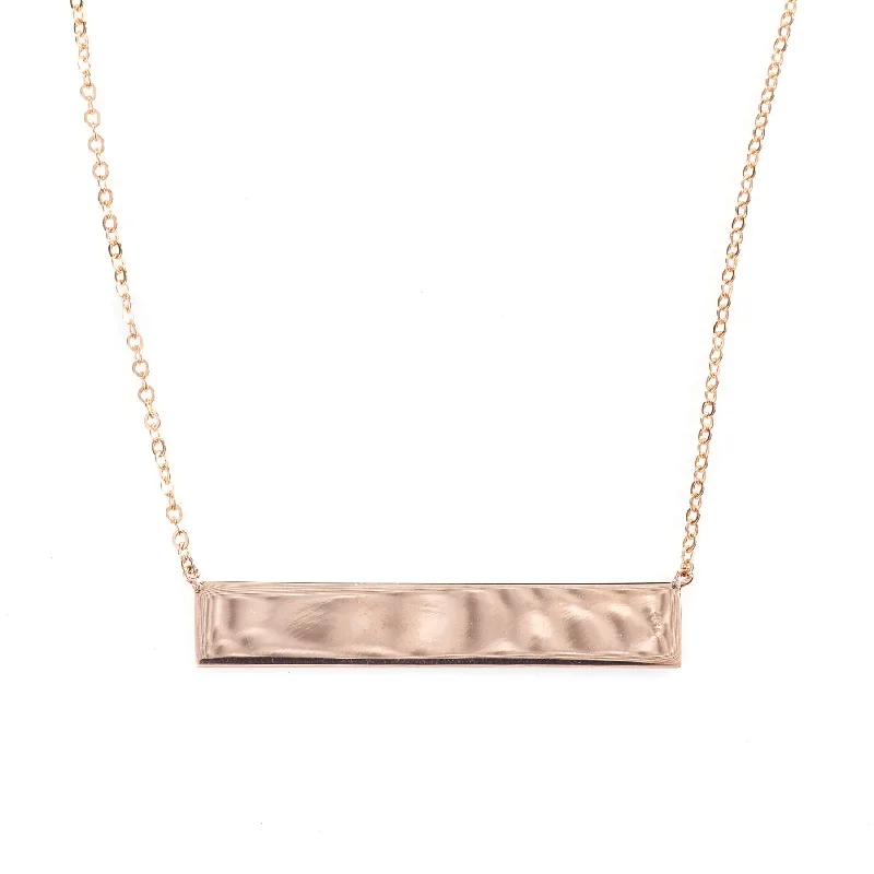 Custom-Made 14k Rose Gold Engravable Bar Necklace