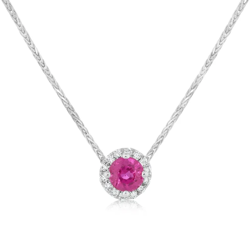 Ruby & Diamond Halo Pendant