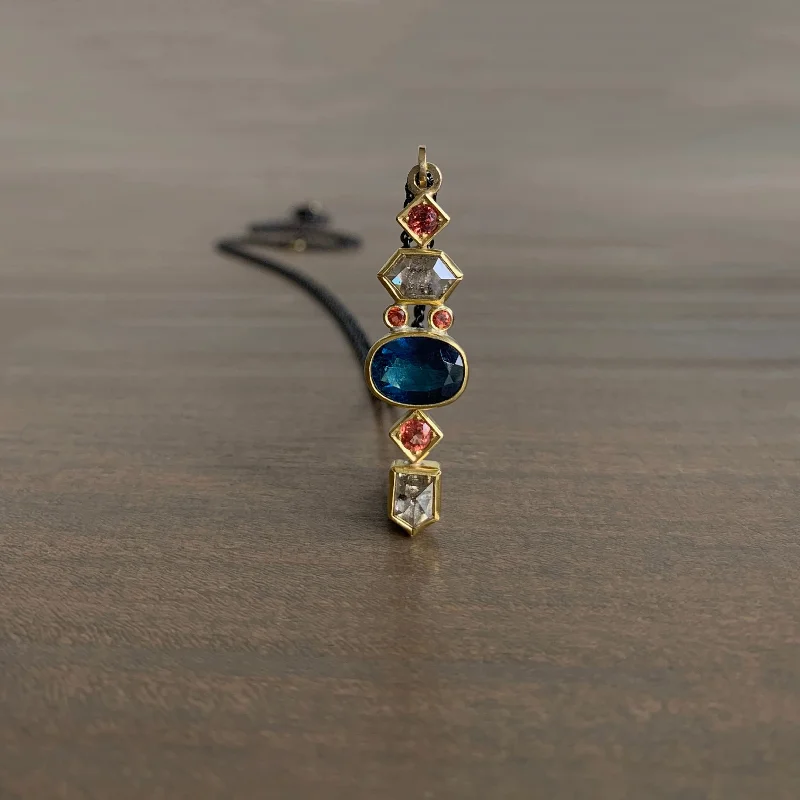 Tourmaline, Sapphire & Diamond Totem Pendant