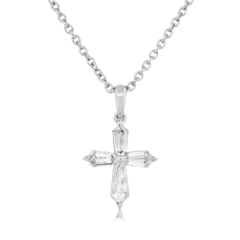 Shield Cut Diamond Cross Pendant