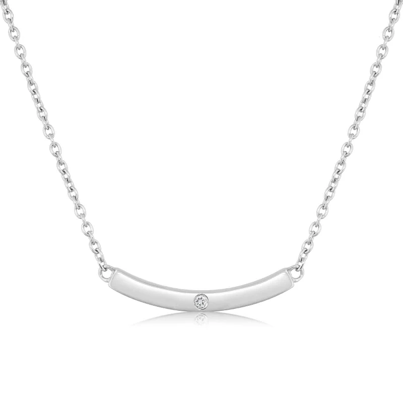 Silver Diamond Bar Necklace