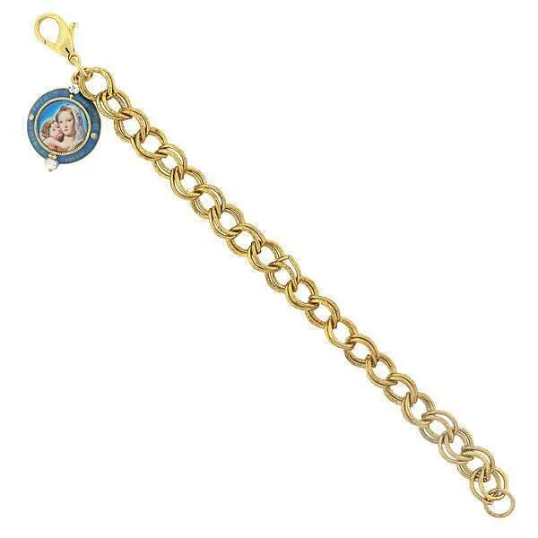 Symbols Of Faith Chain Link Bracelet With Mary And Child Charm