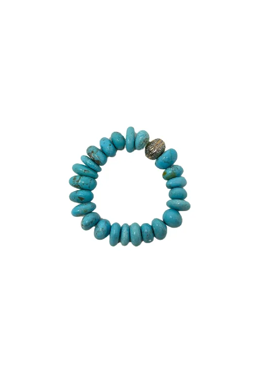 V602B The Woods Nacozari Turquoise Bracelet with Diamond and Brass Bead