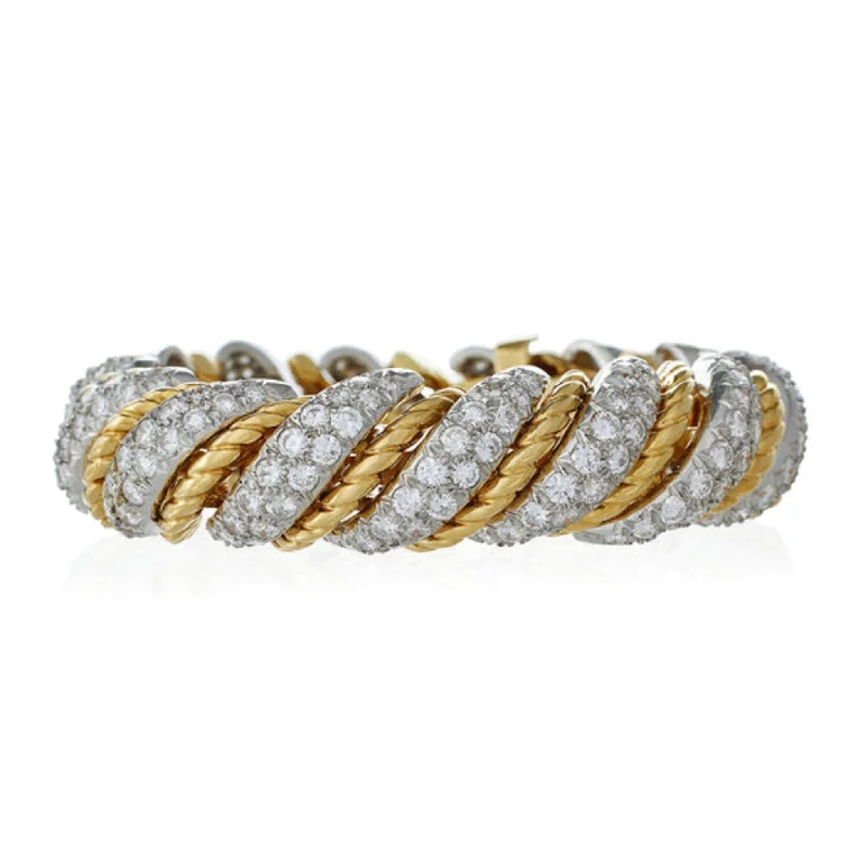 Van Cleef & Arpels Paris 1960s Platinum & 18KT Yellow Gold Diamond Bracelet