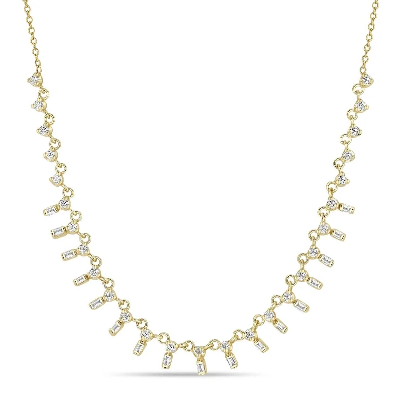 ZOE CHICCO Baguette Drop Diamond Necklace