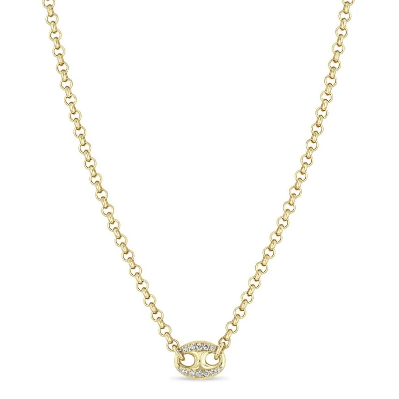 ZOE CHICCO Large Pave Diamond Mariner Link Necklace